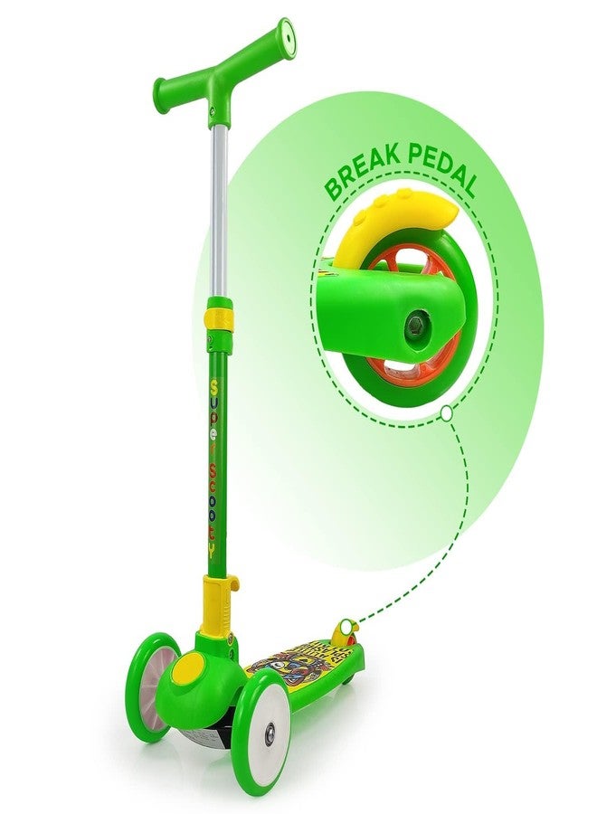 Zyamalox Funlittle Adaptable Kids Kick Scooter: 3 Adjustable Heights, Foldable Design, Stylish PVC Wheels, Rear Brakes, Ages 3+, 40 kg Weight Limit, (Green) - Image 2